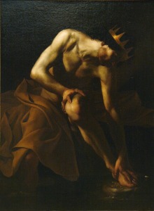 Bartolomeo Manfredi, "King Midas Bathing at the source of the Pactolus. 17th century
